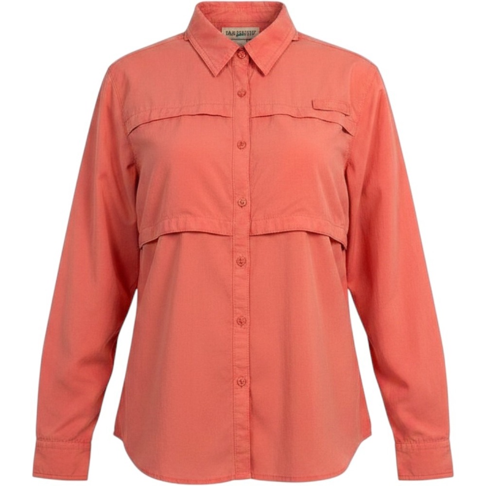 TravelSmith Button Up Shirt Size M‎ Coral Long Sleeve Vented Hiking Travel